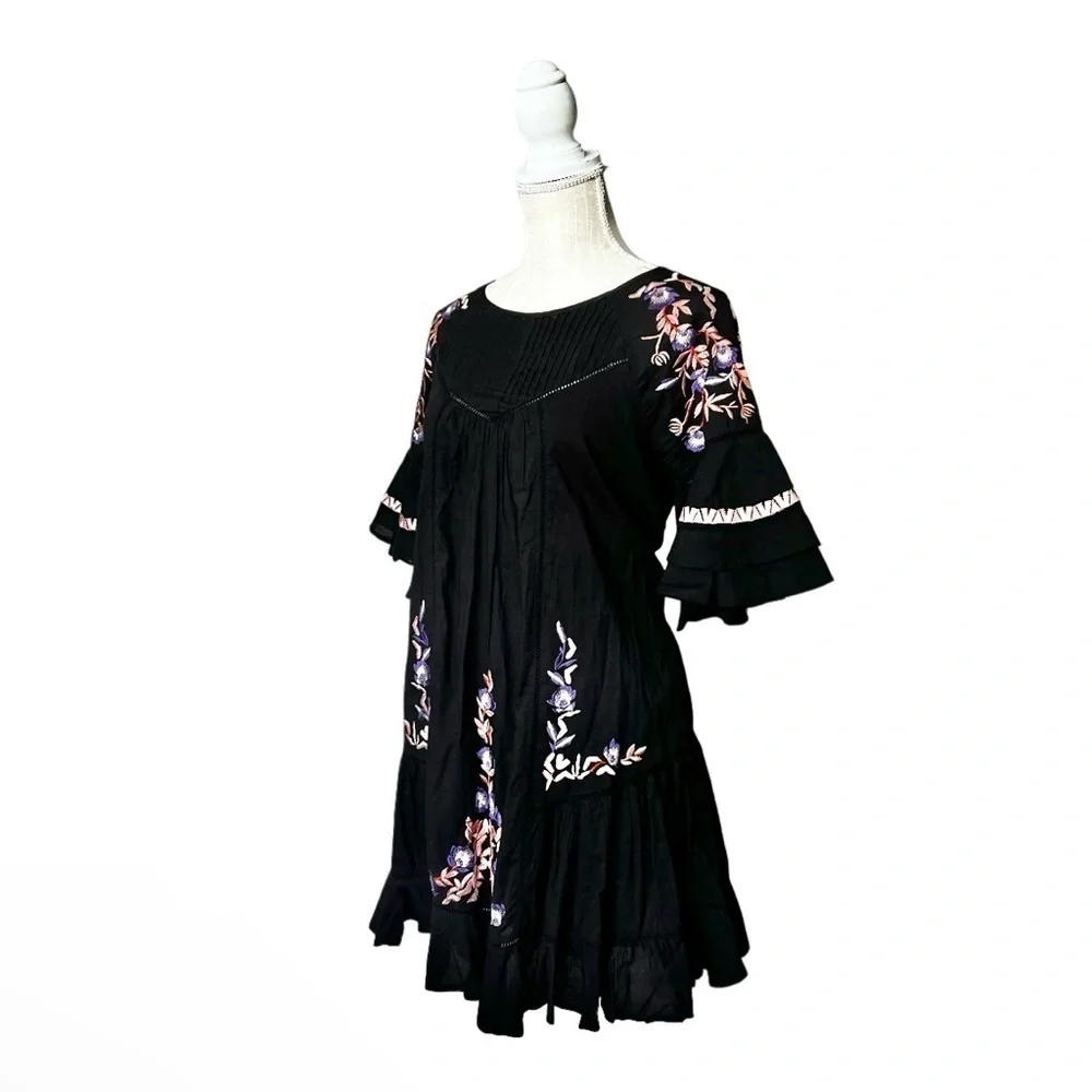 Free People Embroidered Mini Dress Women Size S